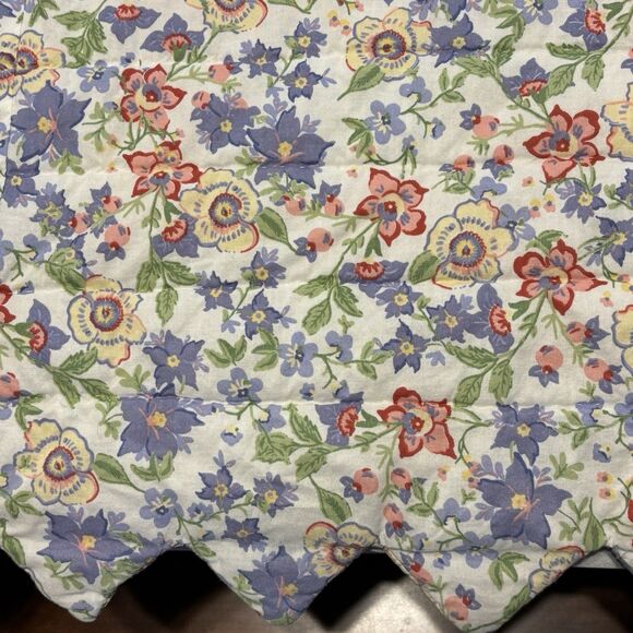 Vintage American Folk Art Quilt Scalloped Triangle Trim Reversible Full 82x63 - Picture 7 of 11